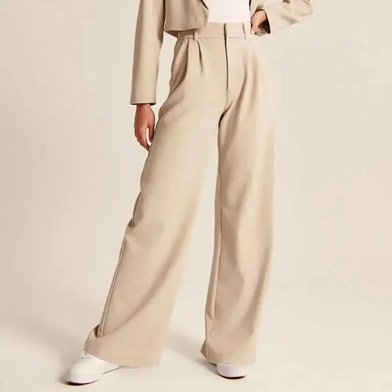 Maison Salvara™ | Lucia Beige Tailored Pants
