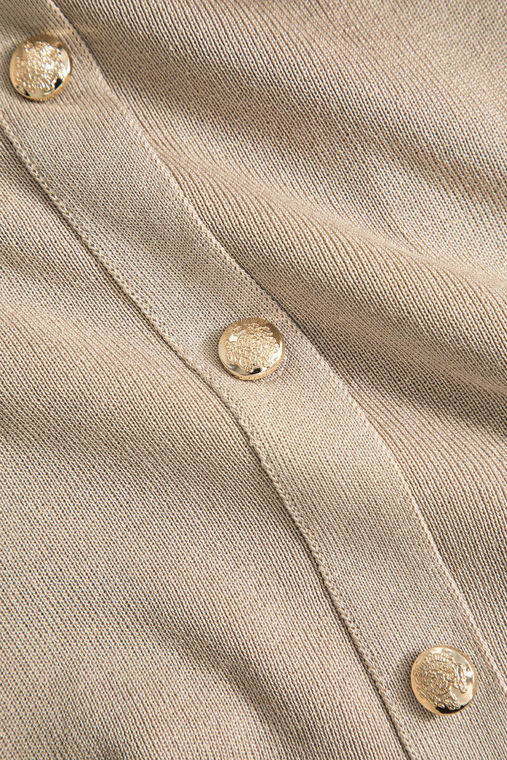 Maison Salvara | Cropped Button-Up Knit Top And Maxi Skirt Set