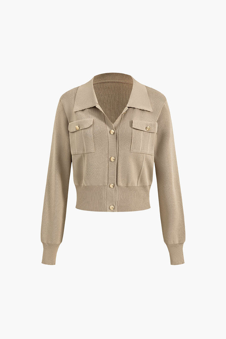 Maison Salvara | Cropped Button-Up Knit Top And Maxi Skirt Set