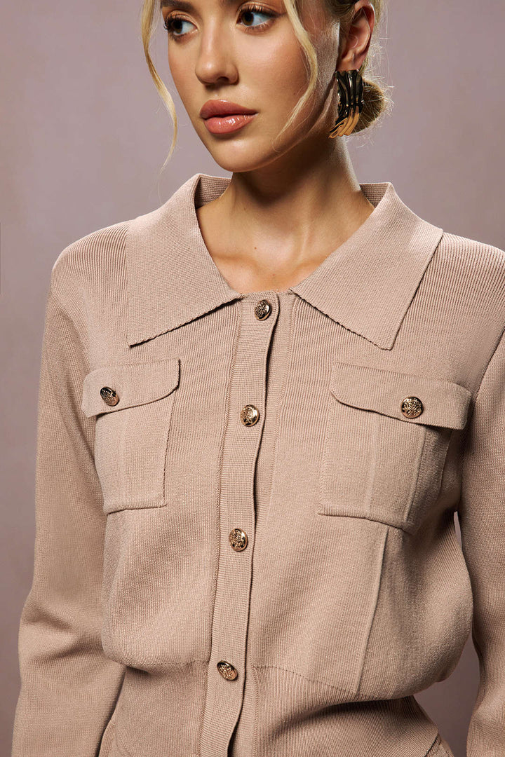 Maison Salvara | Cropped Button-Up Knit Top And Maxi Skirt Set