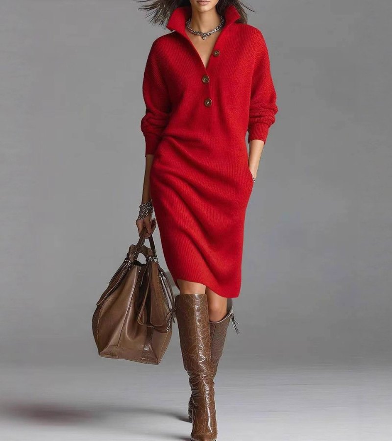 Knitted midi sweater dress