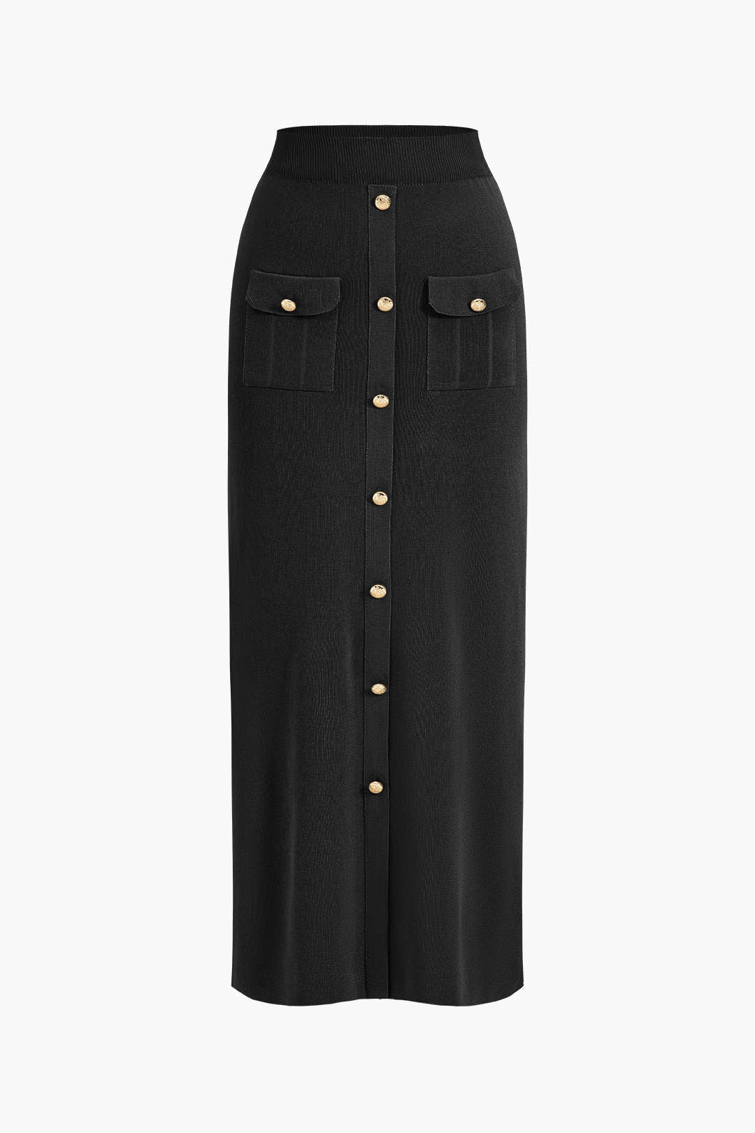 Maison Salvara | Cropped Button-Up Knit Top And Maxi Skirt Set