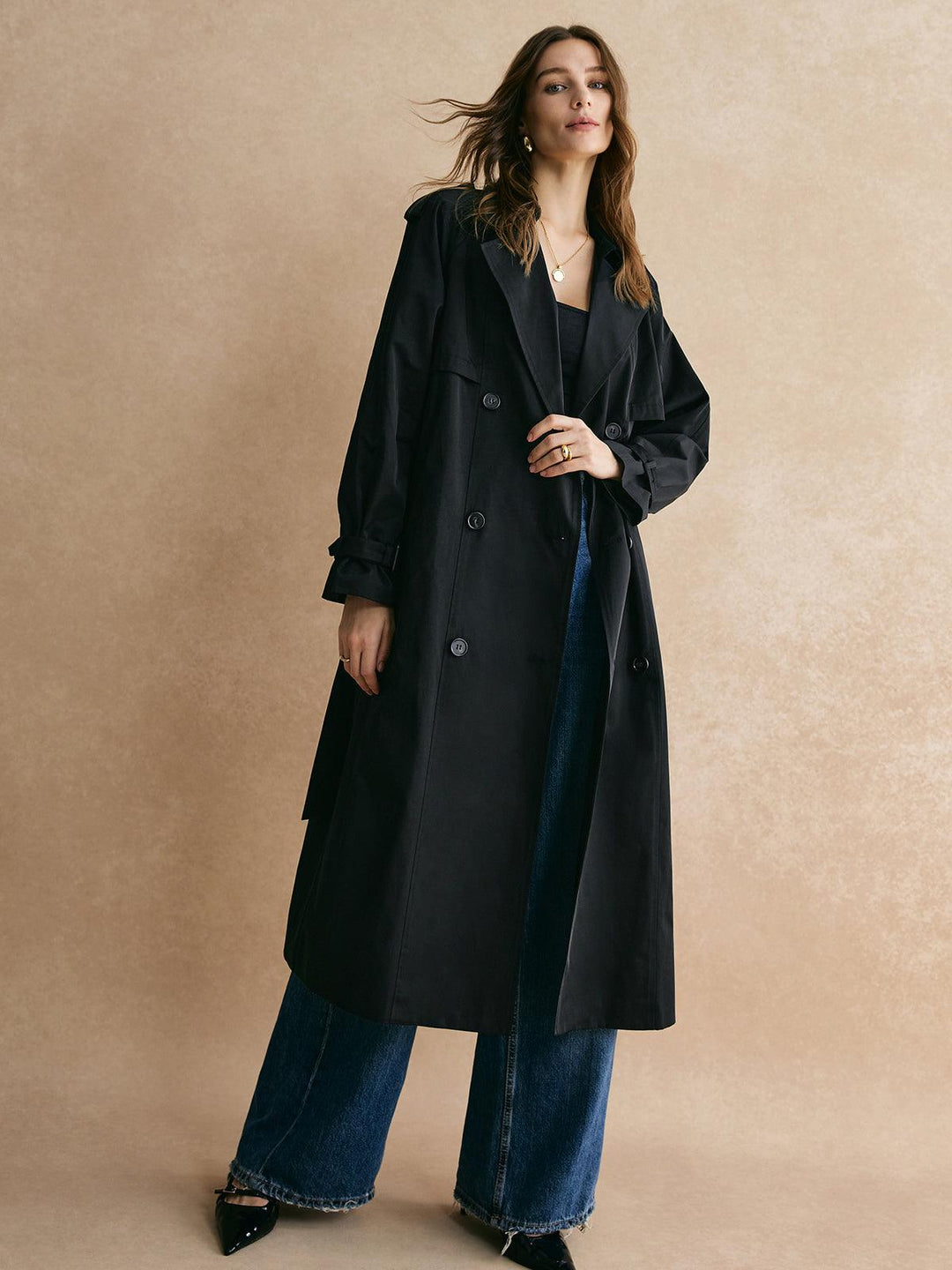 Maison Salvara™ | Long Trench Coat with Pockets