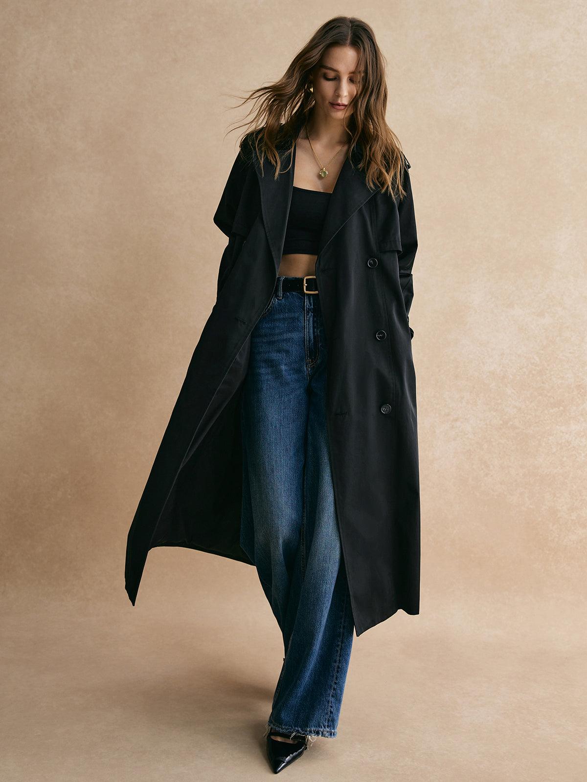 Maison Salvara™ | Long Trench Coat with Pockets