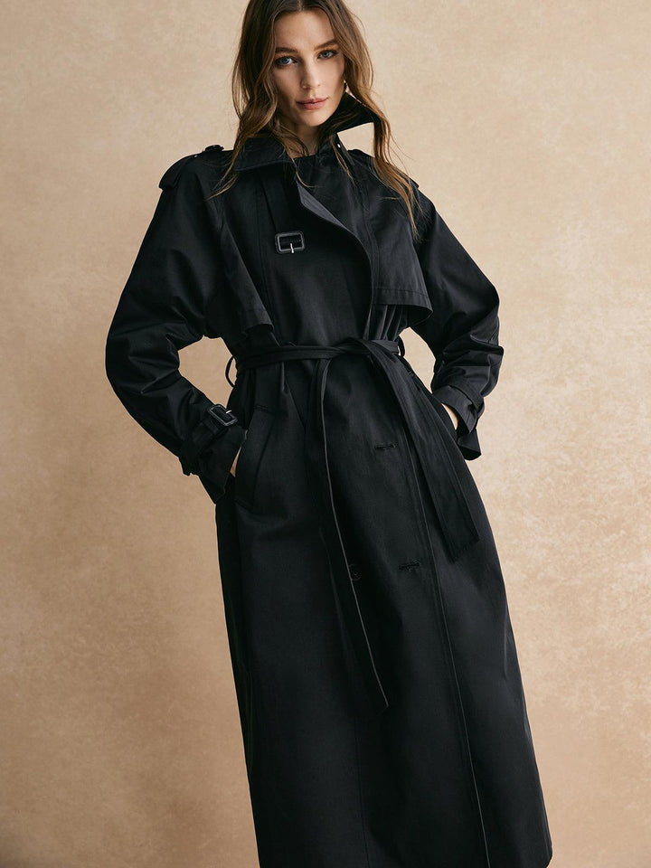Maison Salvara™ | Long Trench Coat with Pockets