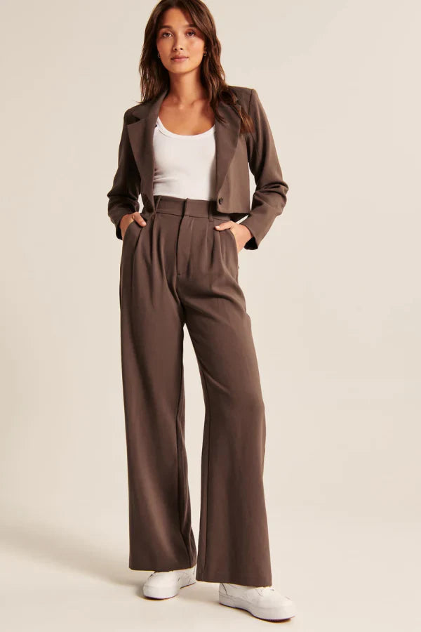 Maison Salvara™ | Lucia Chocolate Tailored Pants