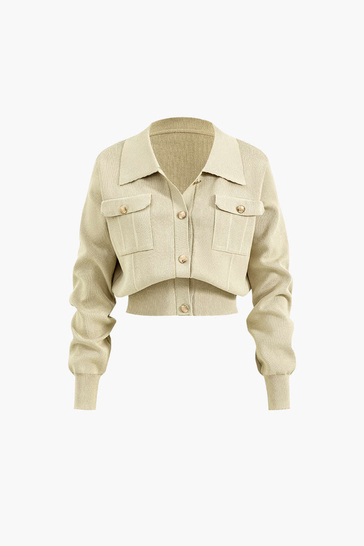 Maison Salvara | Cropped Button-Up Knit Top And Maxi Skirt Set