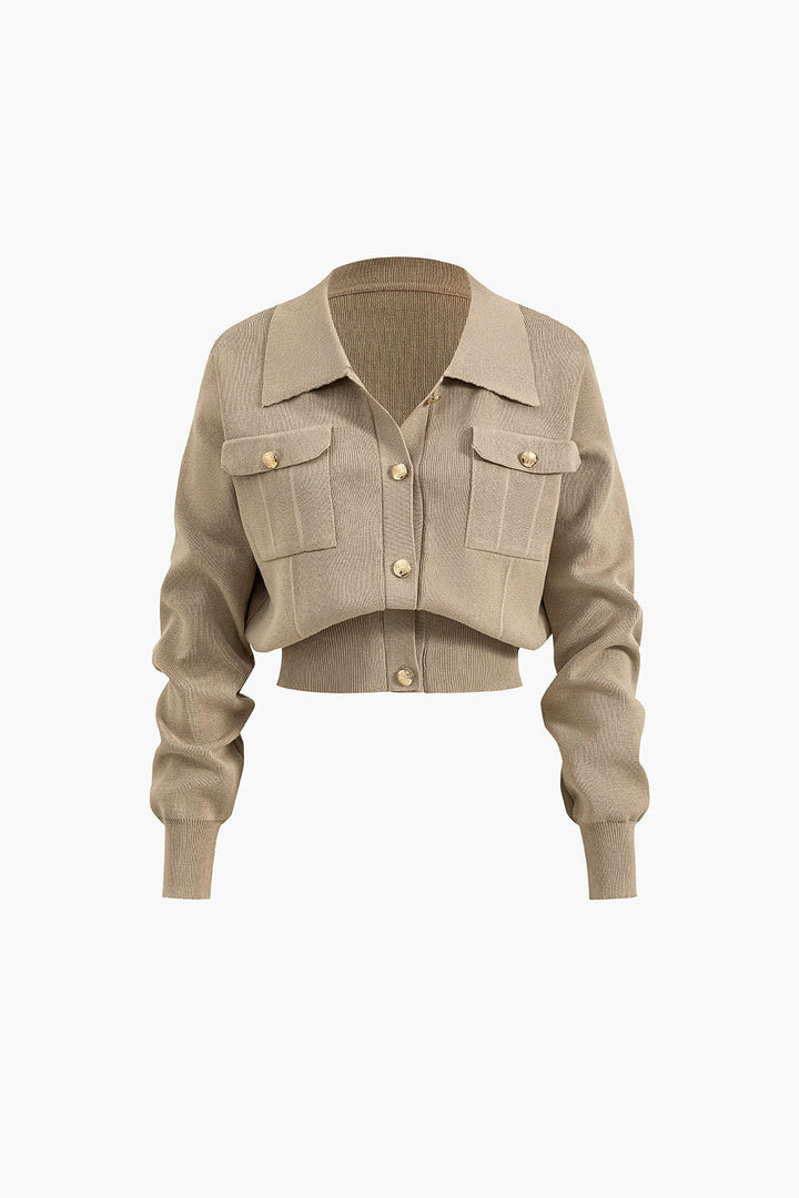 Maison Salvara | Cropped Button-Up Knit Top And Maxi Skirt Set