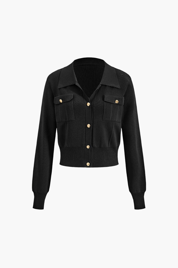 Maison Salvara | Cropped Button-Up Knit Top And Maxi Skirt Set