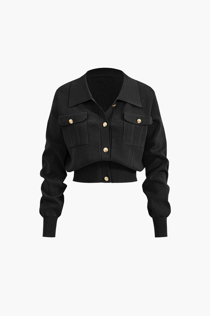 Maison Salvara | Cropped Button-Up Knit Top And Maxi Skirt Set